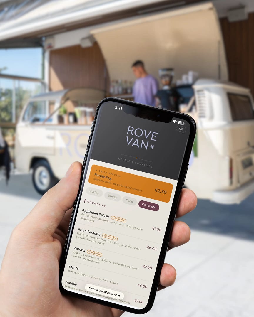 Rove Van Digital Menu Development